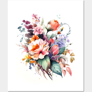 Watercolor Bouquet of wildflowers Posters and Art